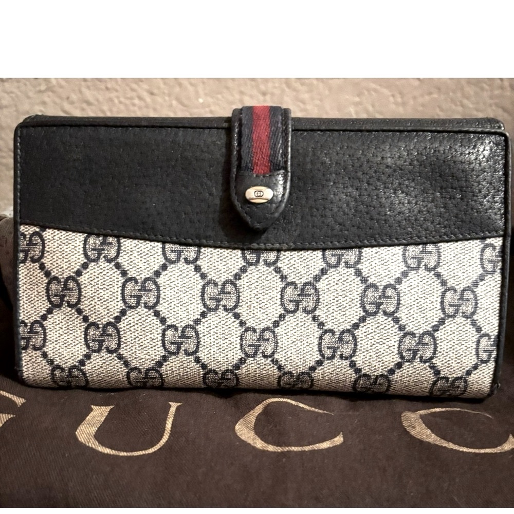 Gucci dark blue GG Canvas Wallet